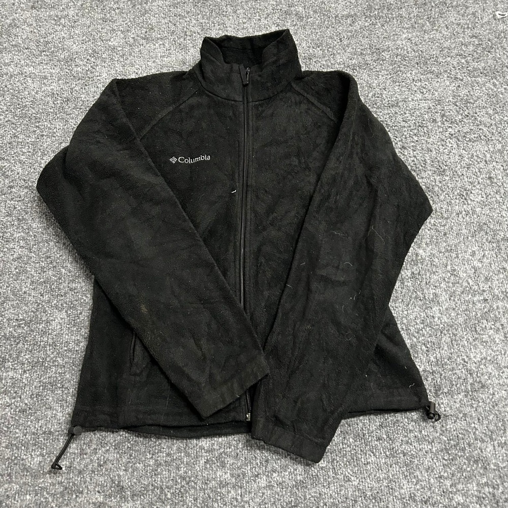 Columbia Fleece Jacket Womens Size M Black Full Zip Mock Neck Outdoor Casual